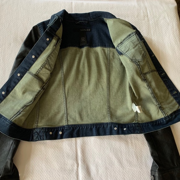 Calvin Klein Jean and Faux Leather Jacket, XS, Blue - Picture 8 of 9